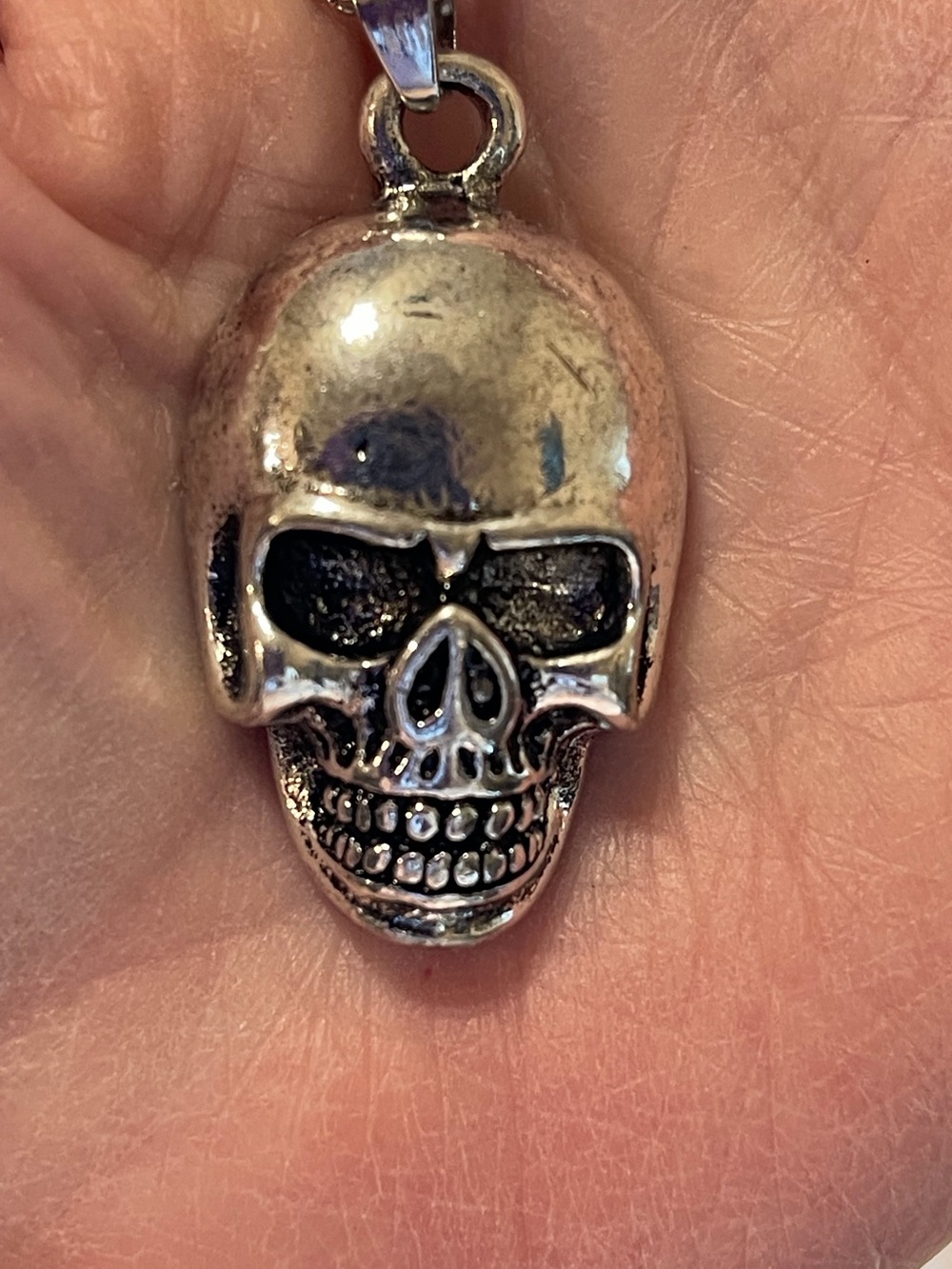 Silver Tone Skull Pendant - Silver Skull Necklace. NWOT